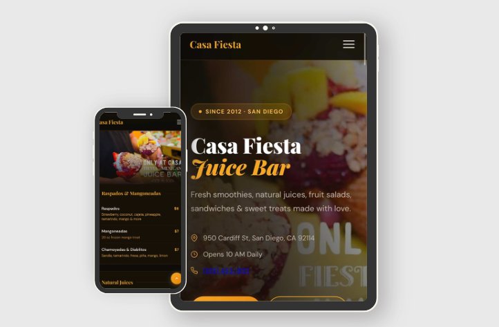 Casa Fiesta Juice Bar website